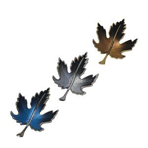 Vintage Maple Leaf Brooch Set Multicolor Enamel Fall Pin Bundle Ombre Finish